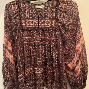 Ulla Johnson Mauve and Black Abstract Blouse